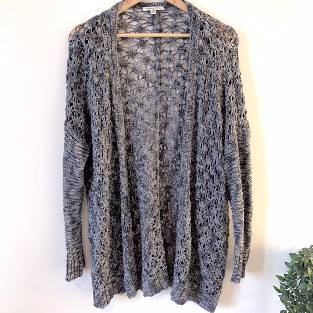 American Eagle gray open knit cardigan